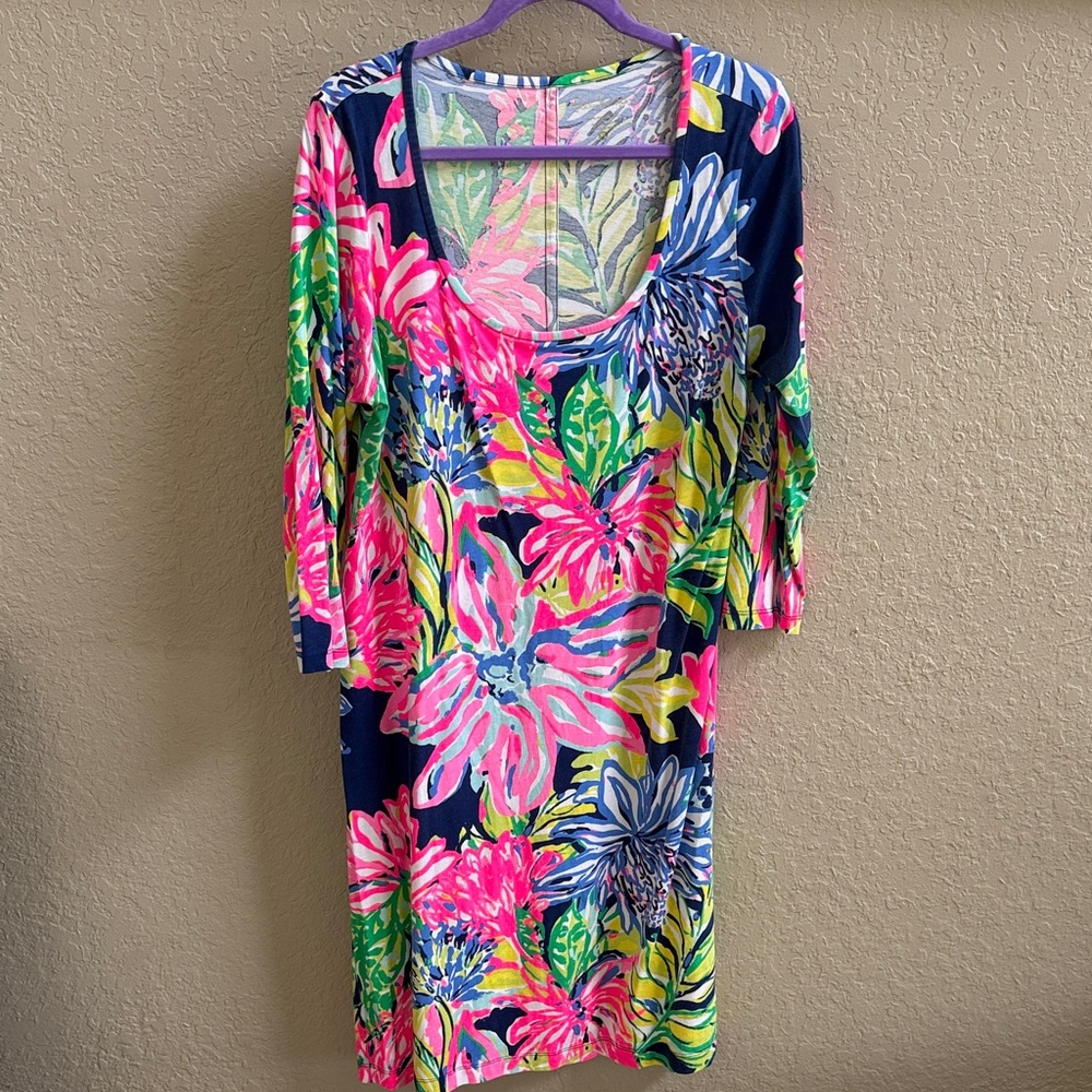 Lilly Pulitzer Navy Multi Floral Scoop Neck Dress